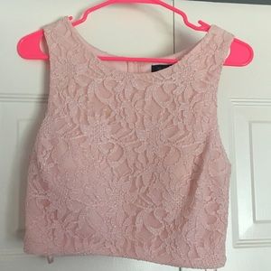 Pink lace crop top